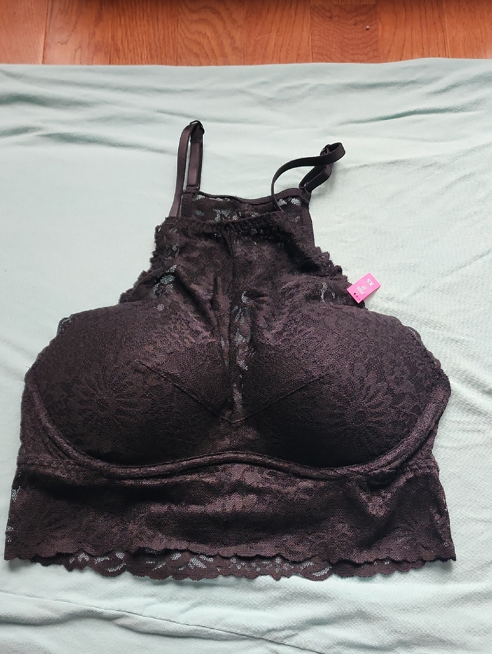 PINK Victoria's Secret Black Lace Longline Bralette